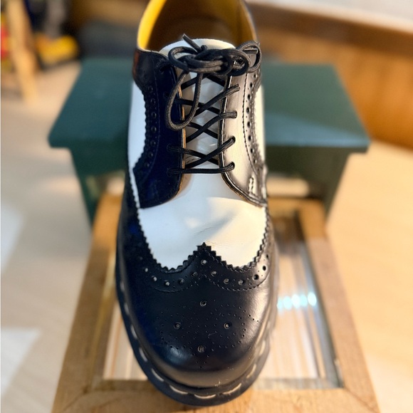 Dr. Martens Black and White Brogue Loafers 3989 - Picture 7 of 10